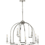 Progress Lighting Seneca 9-Light Polished Nickel Farmhouse Chandelier