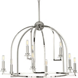 Progress Lighting Seneca 9-Light Polished Nickel Farmhouse Chandelier