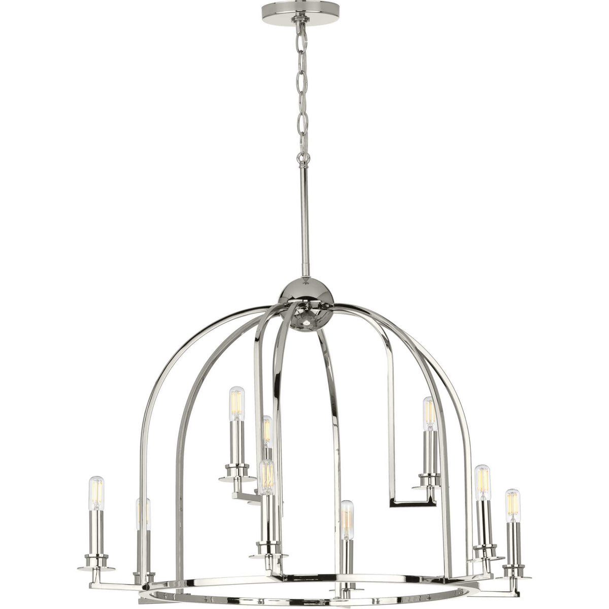 Progress Lighting Seneca 9-Light Polished Nickel Farmhouse Chandelier