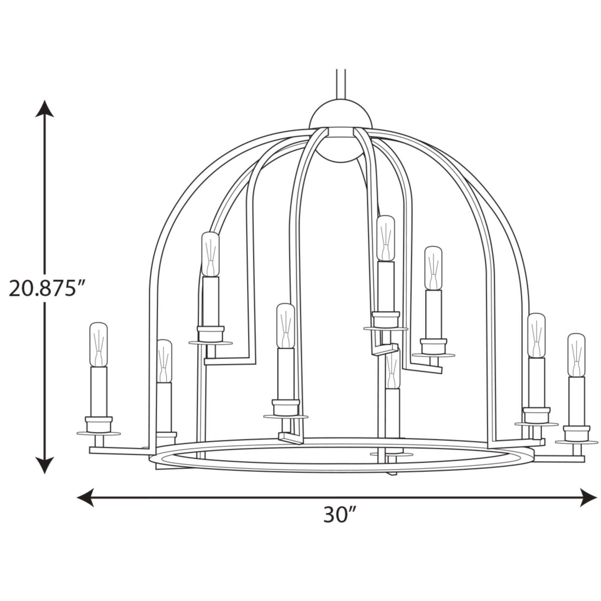 Progress Lighting Seneca 9-Light Polished Nickel Farmhouse Chandelier