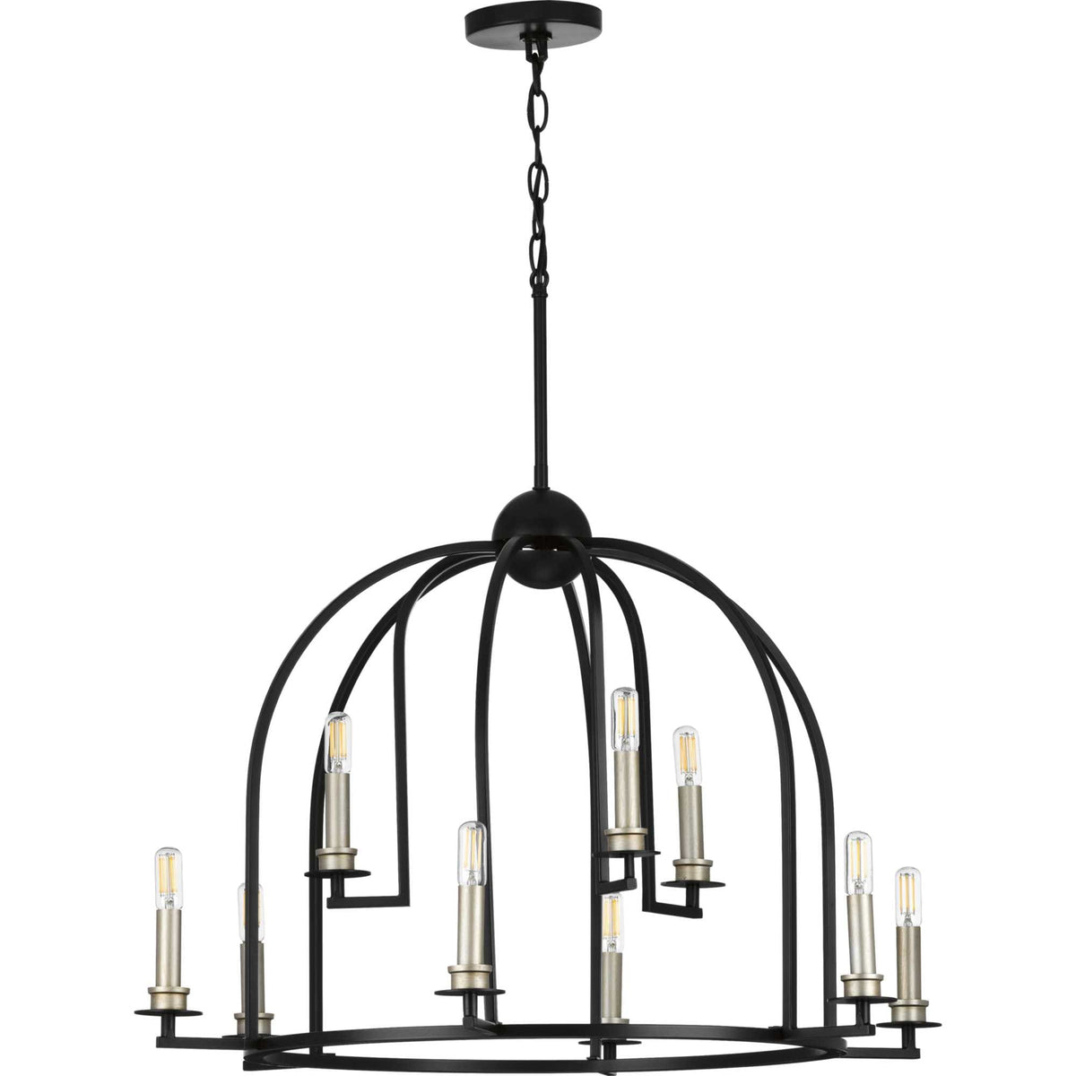 Progress Lighting Seneca 9-Light Matte Black Farmhouse Chandelier