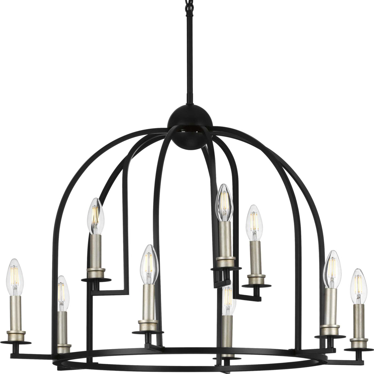 Progress Lighting Seneca 9-Light Matte Black Farmhouse Chandelier