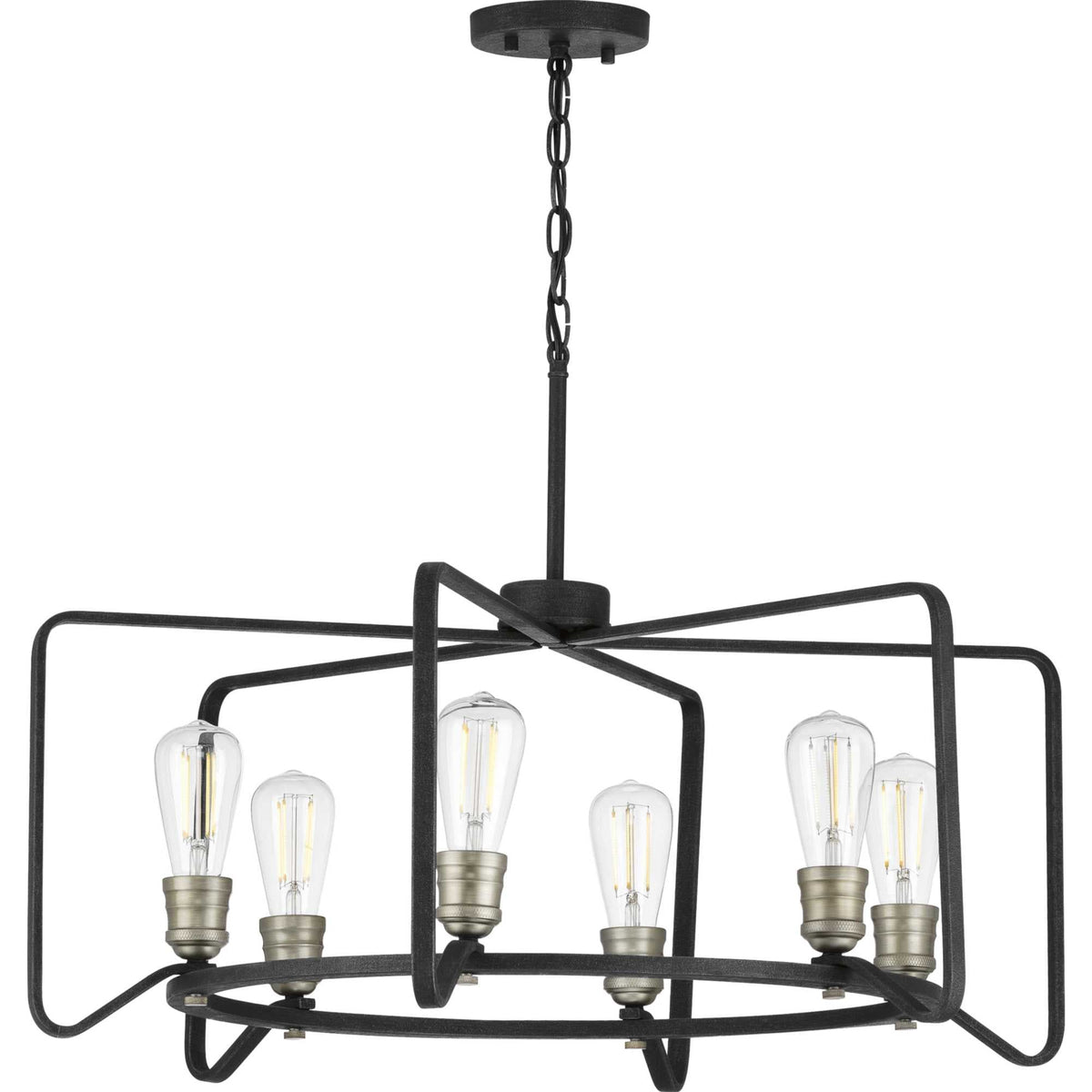 Progress Lighting Foster 6-Light Black Farmhouse Chandelier