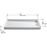 Groove 60 in. x 32 in. Single Threshold Shower Base with Right-Hand Drain in White - Super Arbor
