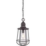 Quoizel Marine Western Bronze Seeded Glass Lantern Outdoor Pendant Light, 9.5-in W