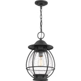 Quoizel Boston Mottled Black Transitional Seeded Glass Lantern Pendant Light