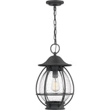 Quoizel Boston Mottled Black Transitional Seeded Glass Lantern Pendant Light