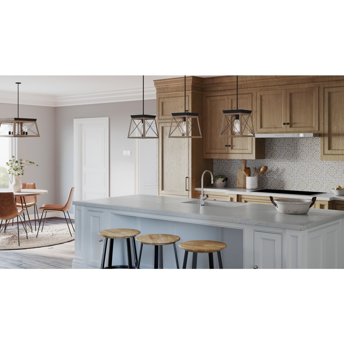 Progress Lighting Briarwood 4-Light Antique Bronze Farmhouse Chandelier, 20-in