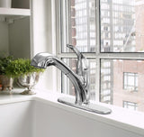 Project Source Polished Chrome 1-Handle Deck-Mount Pull-Out Kitchen Faucet with Lever and Deck Plate