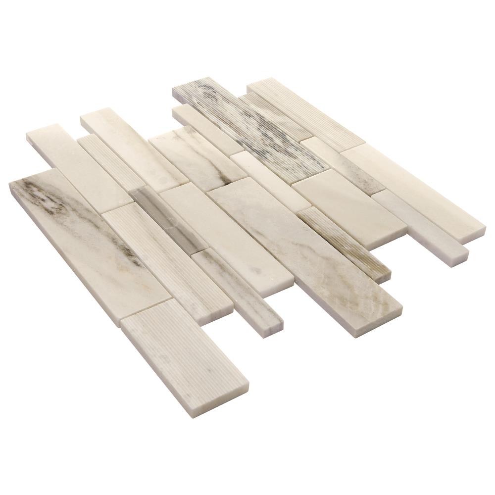 American Olean Genuine Stone Dapper White 11-in x 14-in Multi-Finish Natural Marble Mosaic Floor and Wall Tile (0.96-sq ft per piece)