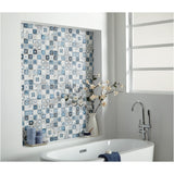 American Olean Genuine Stone Moroccan Blue 12-in x 12-in Glazed Travertine Mosaic Wall Tile, 0.97-sq ft Sheet