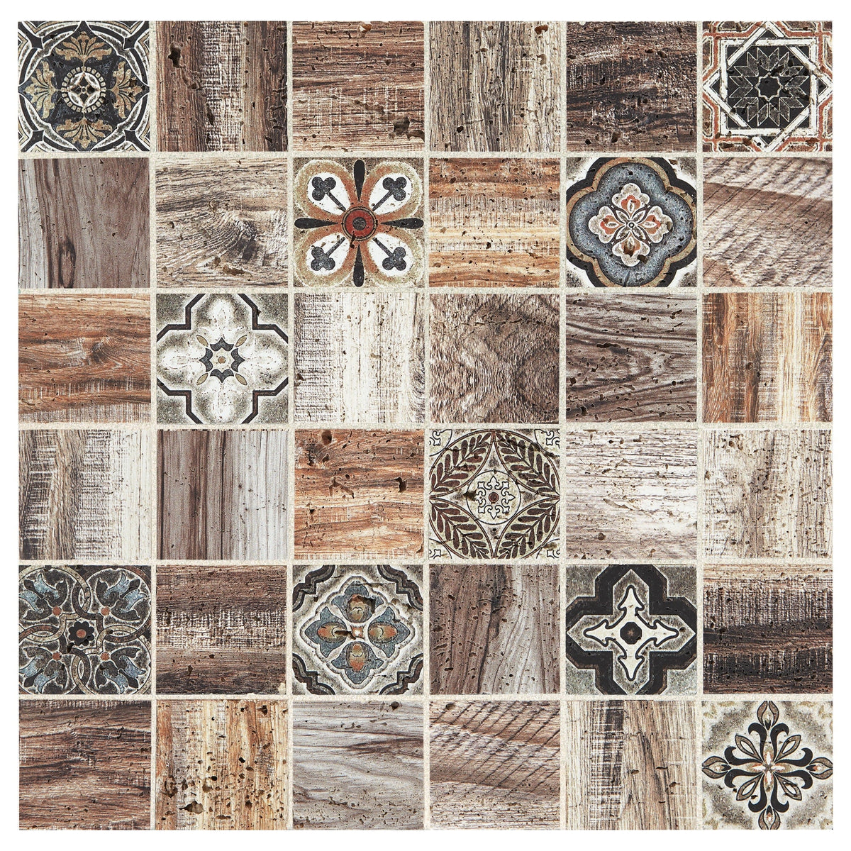 American Olean Genuine Stone Moroccan Natural Travertine Mosaic Wall Tile, 11 in x 11 in