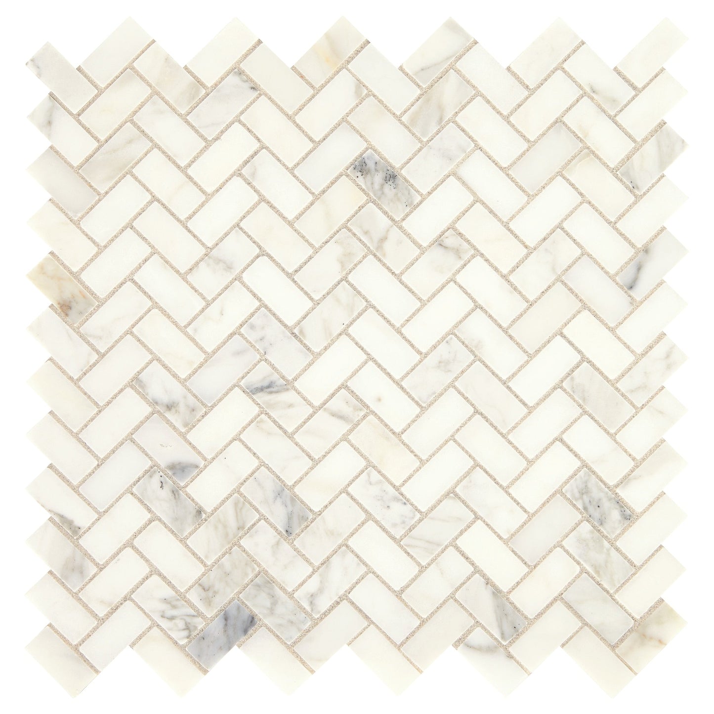 Daltile Genuine Stone Calacatta Gold 12-in x 12-in Honed Natural stone Marble Herringbone Mosaic Floor and Wall Tile product image