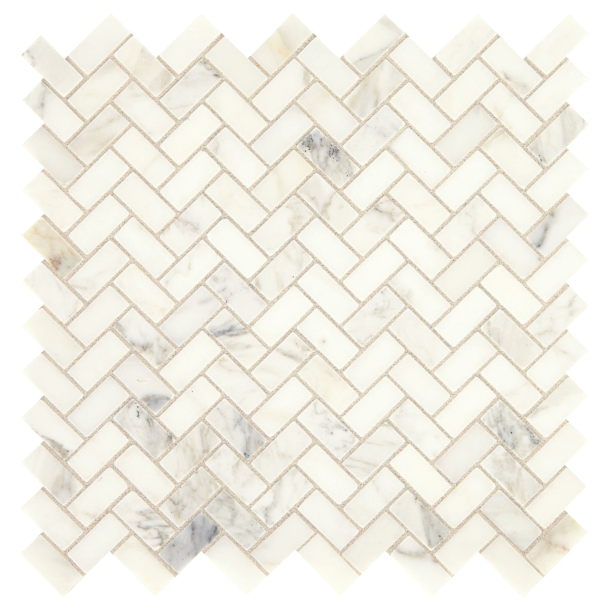 Daltile Genuine Stone Calacatta Gold 12-in x 12-in Honed Natural stone Marble Herringbone Mosaic Floor and Wall Tile product image