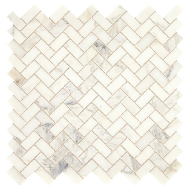 Daltile Genuine Stone Calacatta Gold 12-in x 12-in Honed Natural stone Marble Herringbone Mosaic Floor and Wall Tile product image