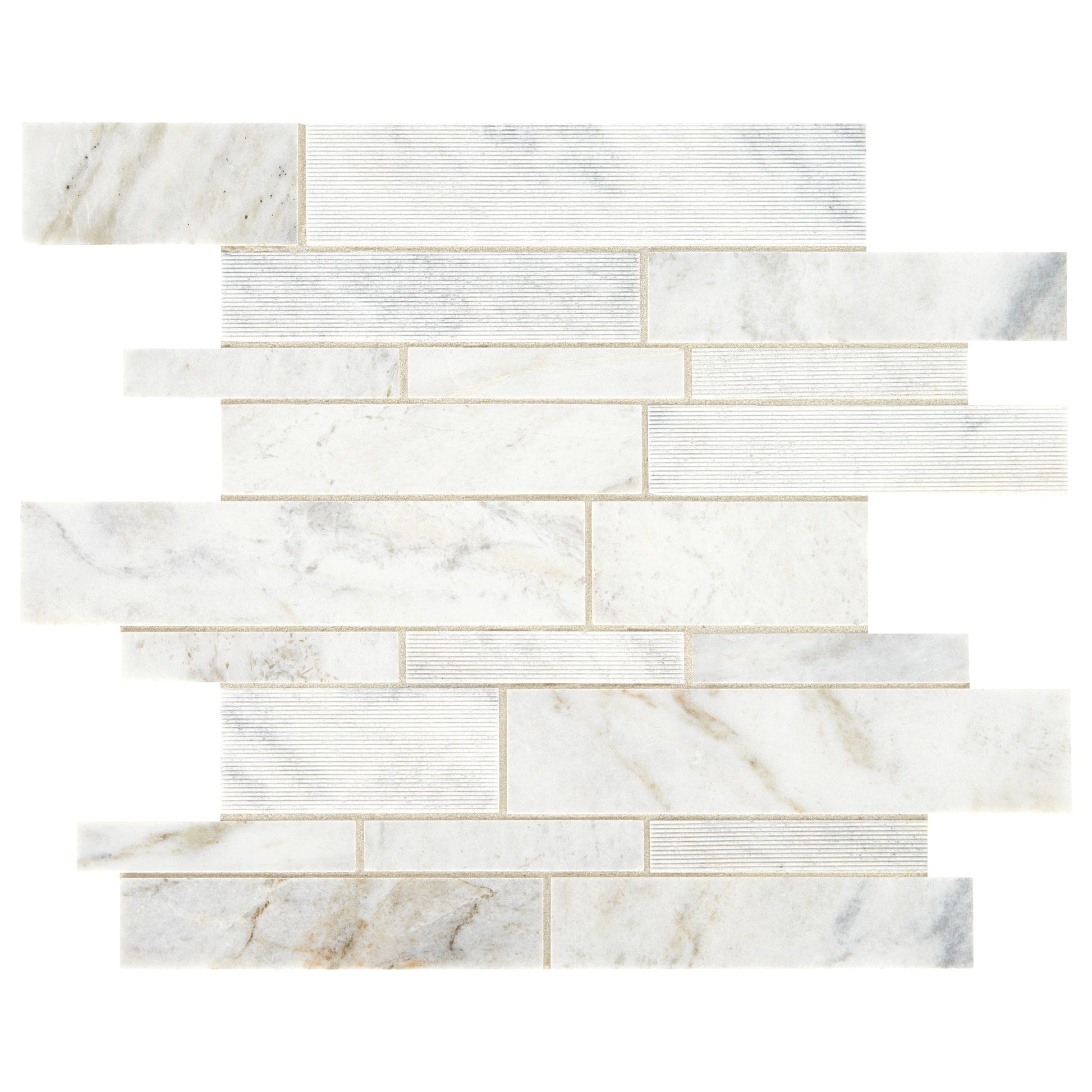 Daltile Genuine Stone White Ember 11-in x 14-in Multi-finish Natural stone Marble Marble look Multi-shaped Mosaic Floor and Wall Tile product image