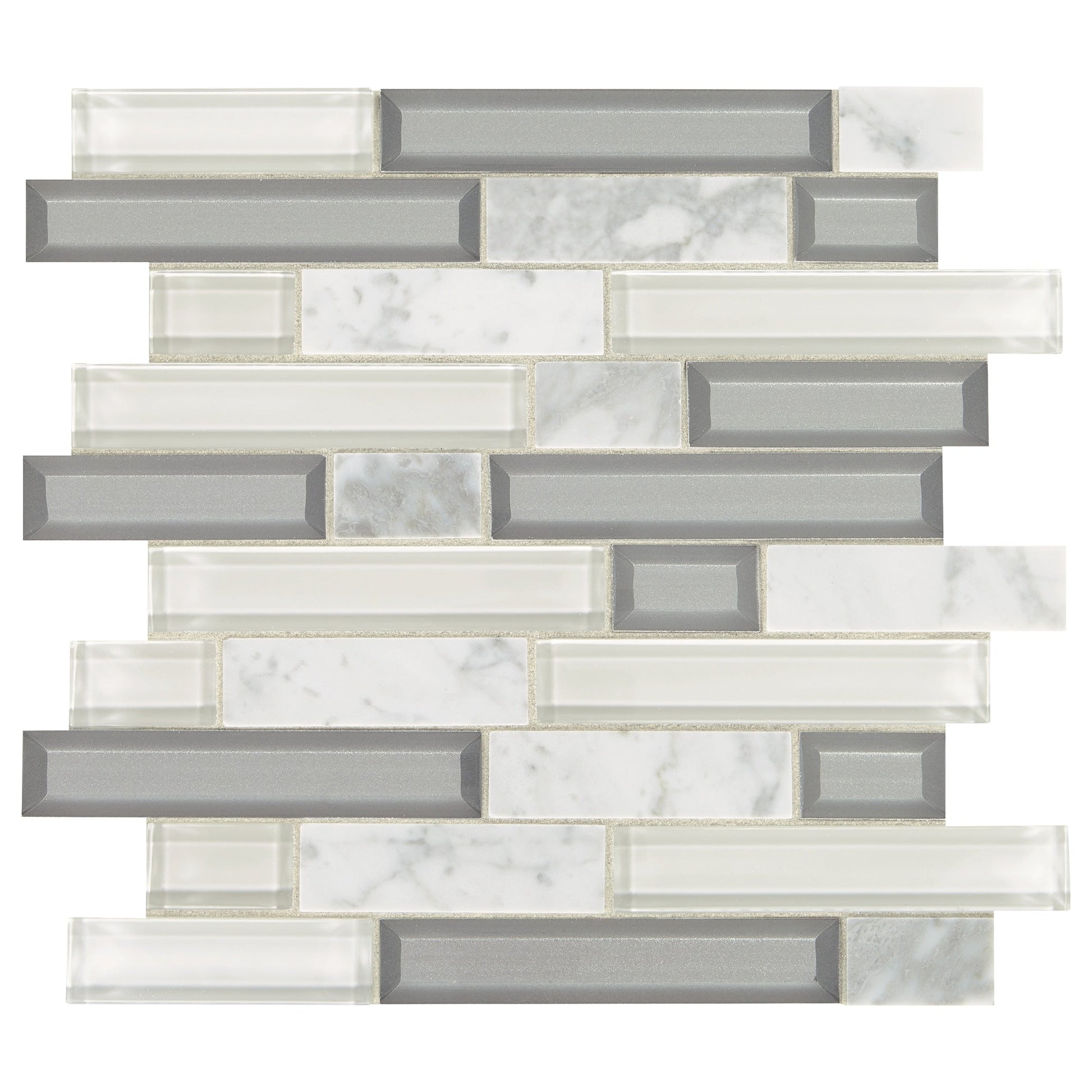 Daltile Genuine Stone Cloud Gray 11-in x 13-in Multi-finish Glass Multi-shaped Mosaic Wall Tile product image