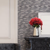 Elida Ceramica Dark Mountain 12-in x 12-in Crackled Ceramic/Stone Slate Linear Mosaic Wall Tile