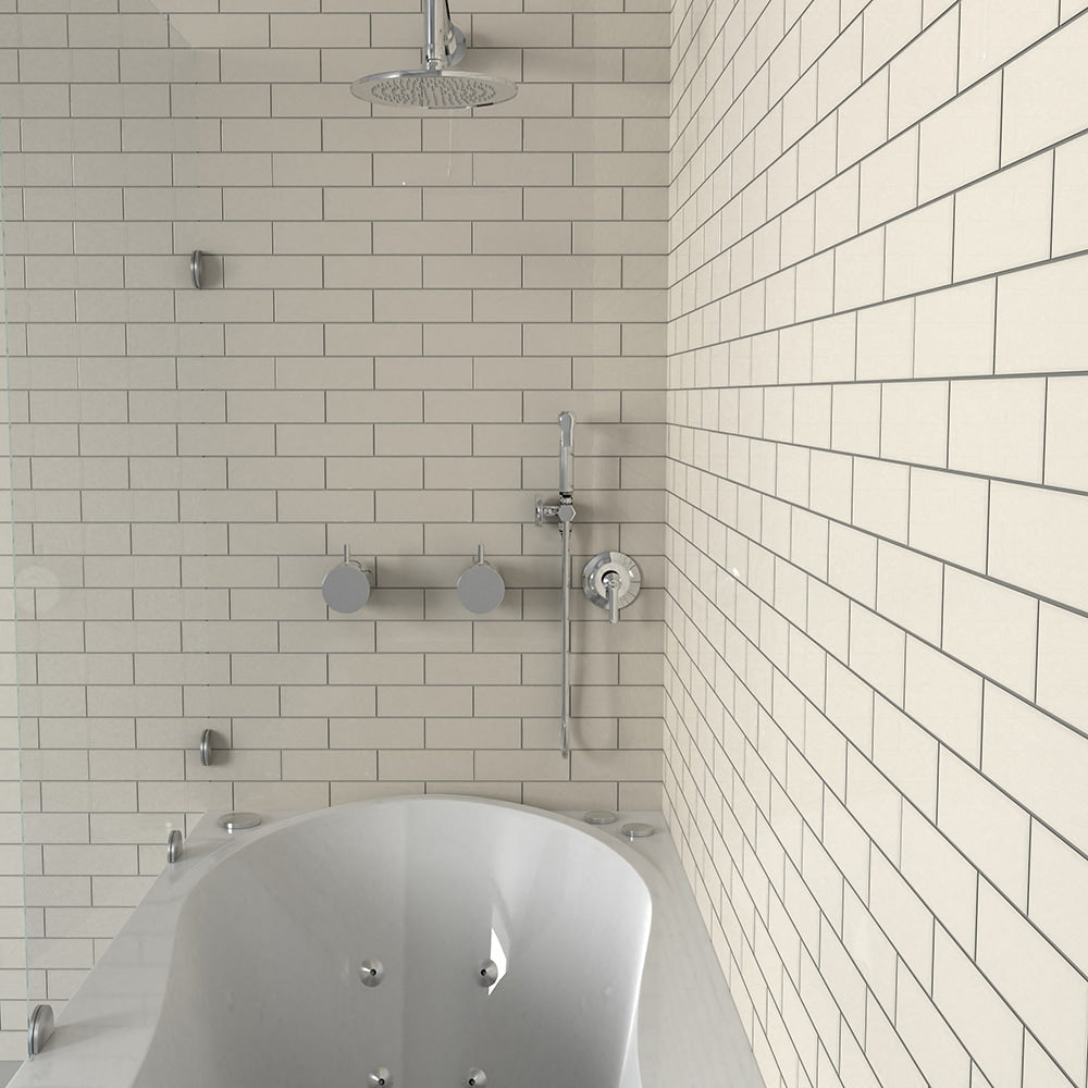 Elida Ceramica 2-in x 6-in Beige Glossy Glass Brick Mosaic Wall Tile, 12-in x 12-in Sheet