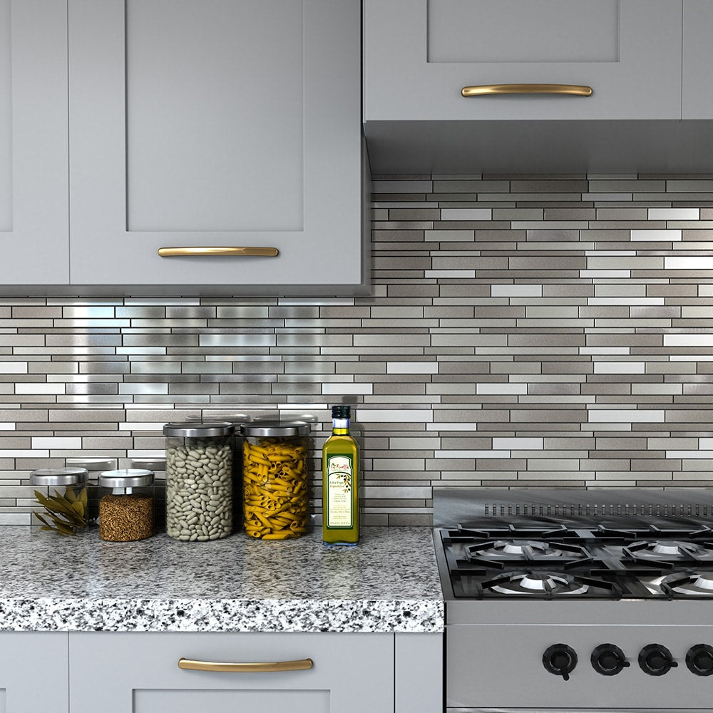 Elida Ceramica Coquina Ridge 12-in x 12-in Multi-Finish Glass/Metal Linear Mosaic Wall Tile