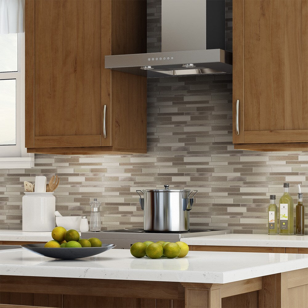 Elida Ceramica Coquina Ridge 12-in x 12-in Multi-Finish Glass/Metal Linear Mosaic Wall Tile