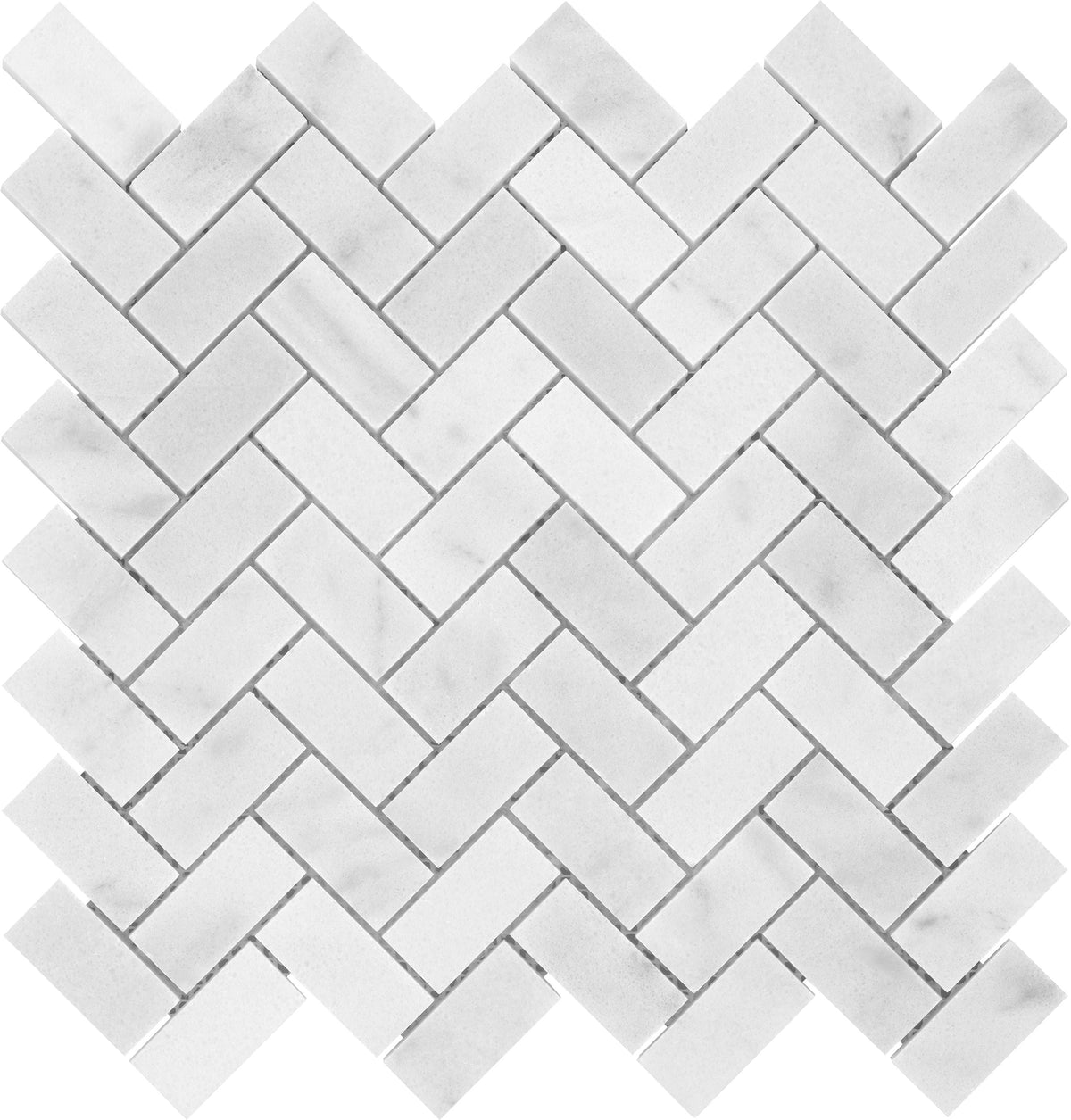Satori Bianco Polished 11-in x 12-in Natural Marble Herringbone Mosaic Wall Tile (0.9-sq ft Sheet)