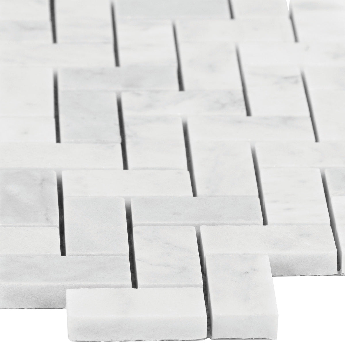 Satori Bianco Polished 11-in x 12-in Natural Marble Herringbone Mosaic Wall Tile (0.9-sq ft Sheet)
