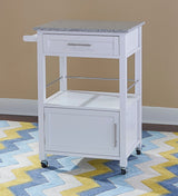 Linon White Wood Base with Mdf Granite Top Rolling Kitchen Cart (27-in x 18-in x 36-in)