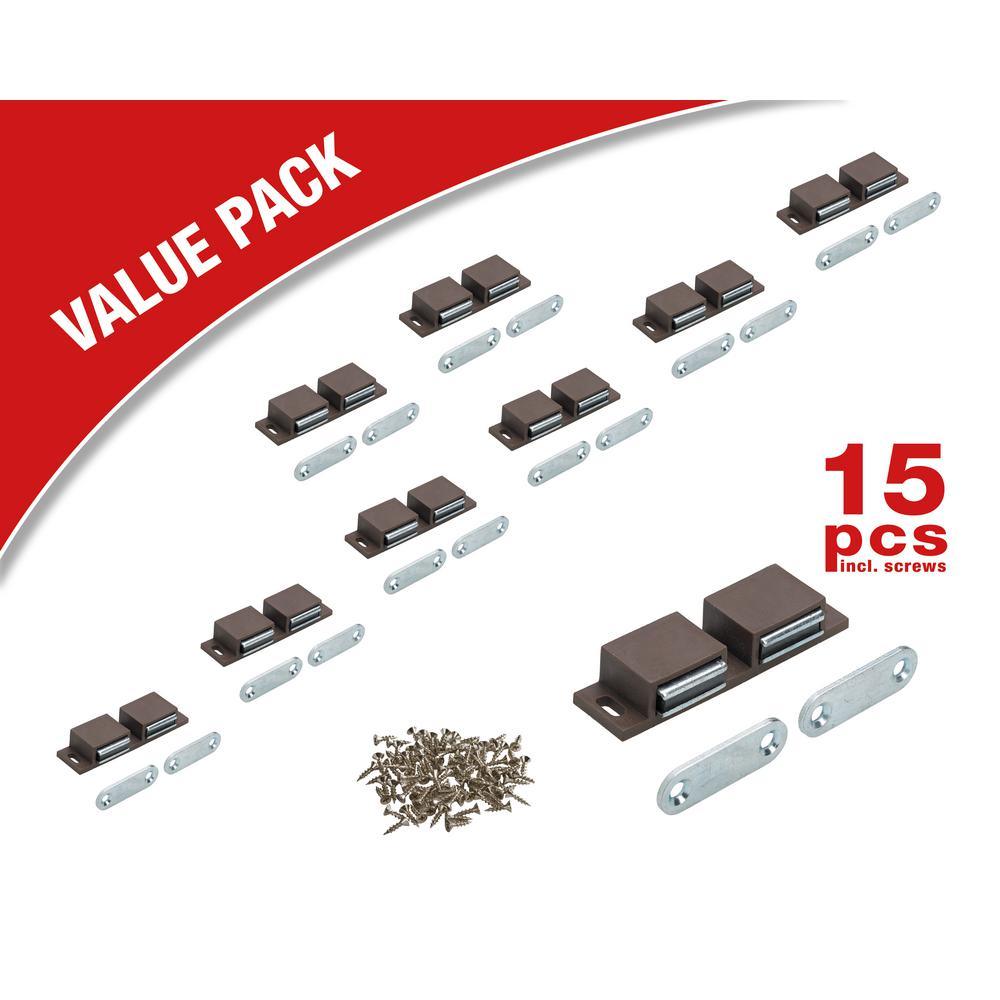 Brown Double Magnetic Door Touch Latch Value Pack (15-Pack) - Super Arbor