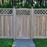 3.5 ft. H W x 6 ft. H H Western Red Cedar Arch Top Diagonal Lattice Fence Gate - Super Arbor