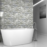 Elida Ceramica White 12-in x 12-in Glossy Glass Brick Mosaic Wall Tile, 1.06-sq ft
