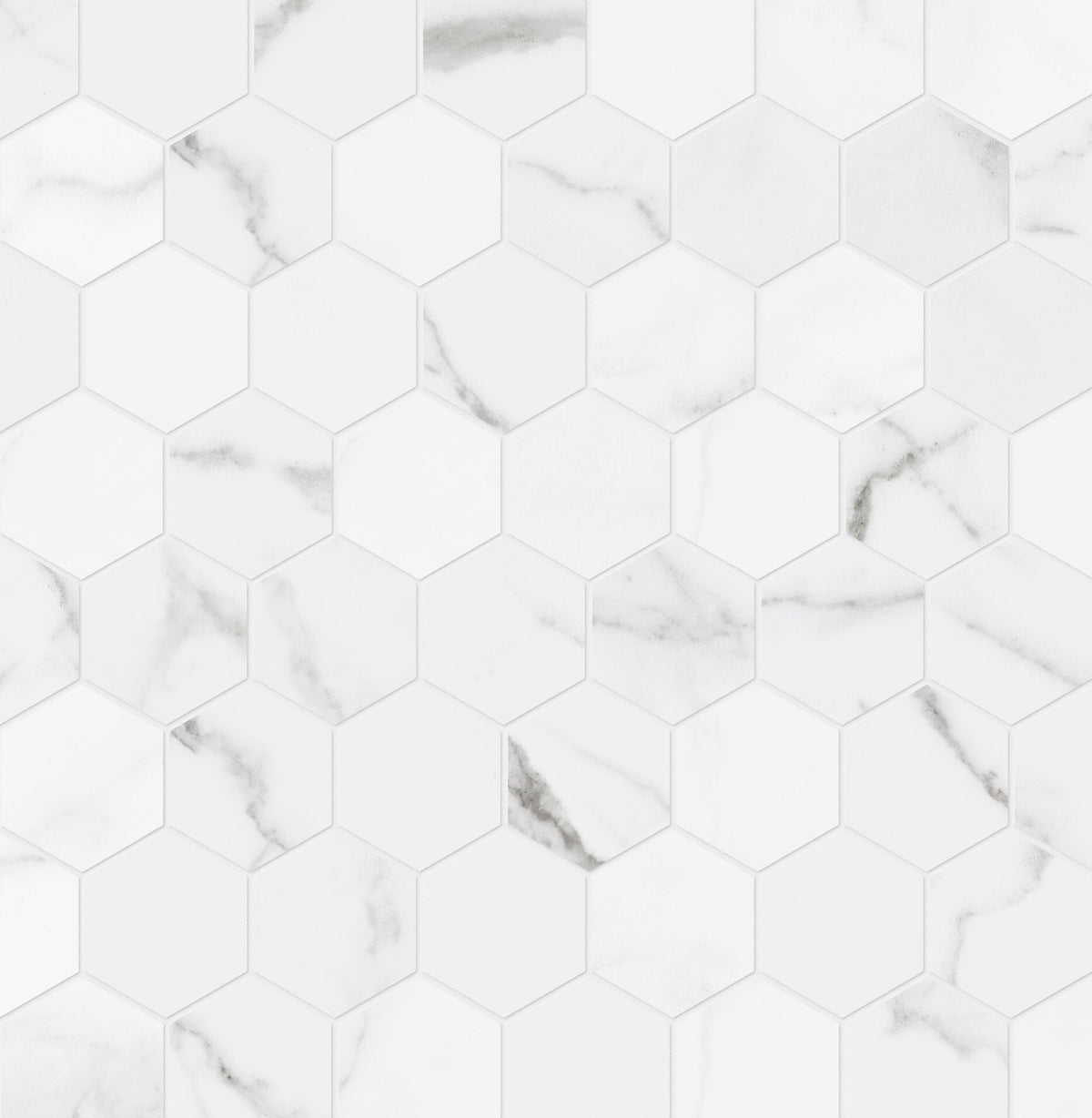 Satori Statuario 12-in x 12-in Polished Porcelain Marble Look Hexagon Mosaic Floor and Wall Tile (0.96-sq. ft/ Piece)