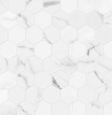 Satori Statuario 12-in x 12-in Polished Porcelain Marble Look Hexagon Mosaic Floor and Wall Tile (0.96-sq. ft/ Piece)
