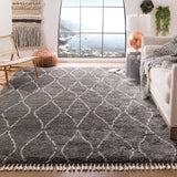 Safavieh Moroccan Fringe Shag Abasan 4 x 6 Gray/Ivory Indoor Trellis Moroccan Area Rug