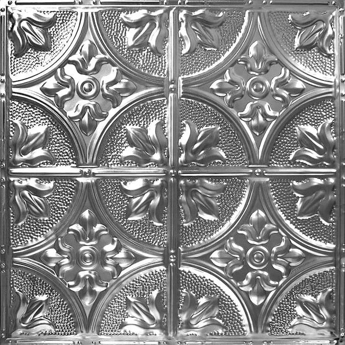 American Tin Ceilings 2-ft x 2-ft Brushed Satin Nickel Steel Surface-mount Ceiling Tile (5-Pack, 20-sq ft / Case)