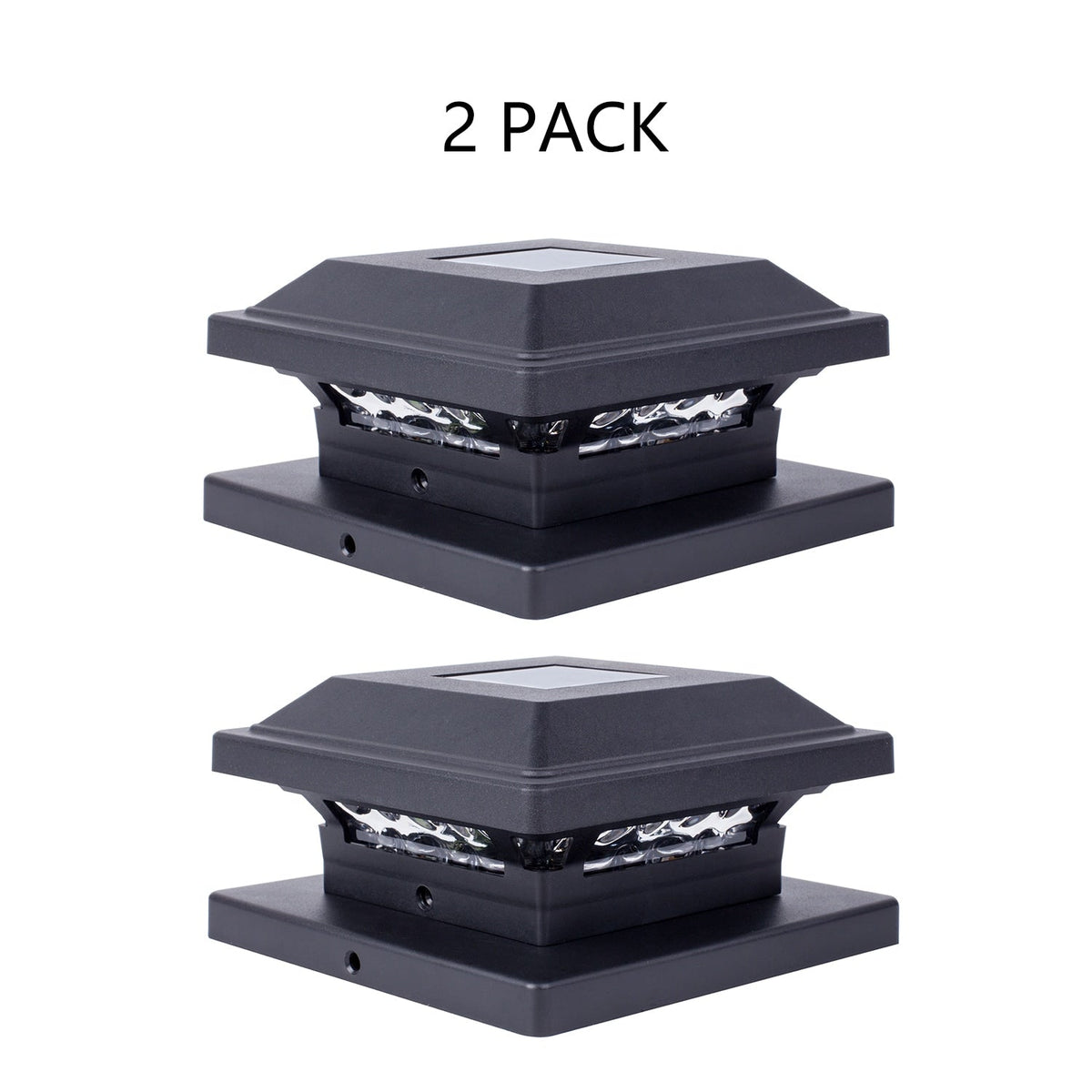 Harbor Breeze 4-in x 4-in 2-Pack 5-Lumen Black Solar LED Outdoor Post Cap Light (3300 K)