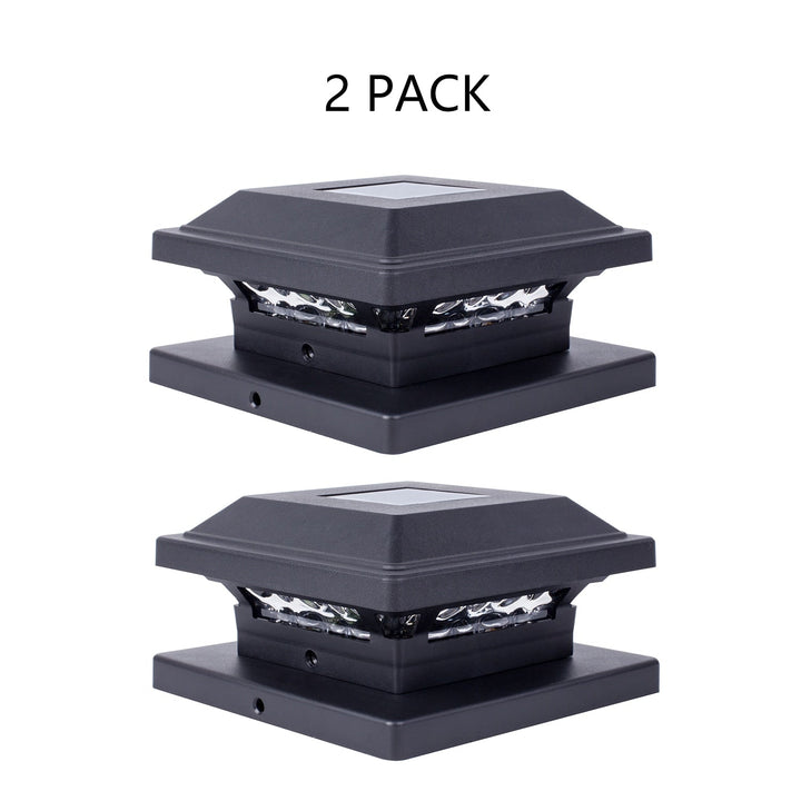 Harbor Breeze 4-in x 4-in 2-Pack 5-Lumen Black Solar LED Outdoor Post Cap Light (3300 K)