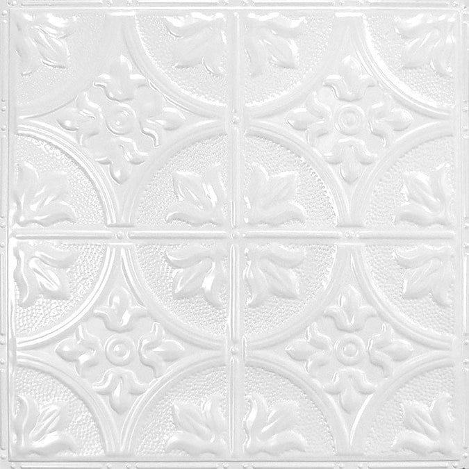 American Tin Ceilings 2-ft x 2-ft Bright White Satin Steel Surface-mount Ceiling Tile (5-Pack, 20-sq ft / Case)