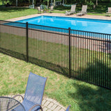 Freedom Concord/New Haven 7-ft H x 2-in W Black Aluminum Spaced Picket Flat-top Decorative Line Fence Post