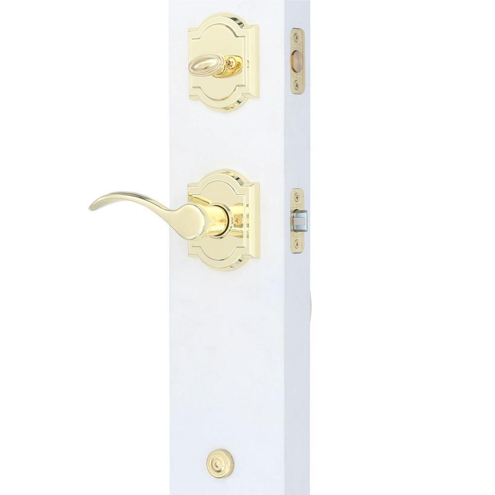 Prestige Avendale Single Cylinder Lifetime Polished Brass Door Handleset & Arch Rose Tobin Door Lever feat SmartKey - Super Arbor