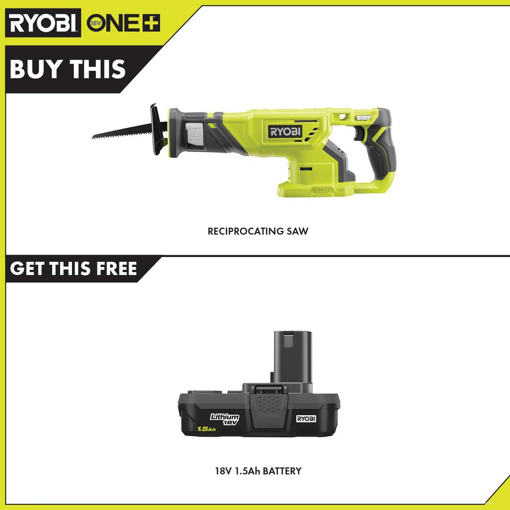18-Volt ONE+ Cordless Reciprocating Saw with 1.5 Ah Compact Lithium-Ion Battery
