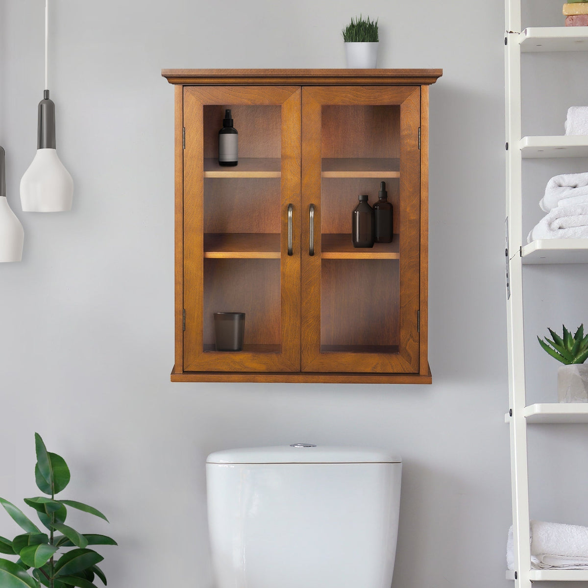 Teamson Home Avery 20.5-in x 24-in x 8.5-in Oil Oak Bathroom Wall Cabinet