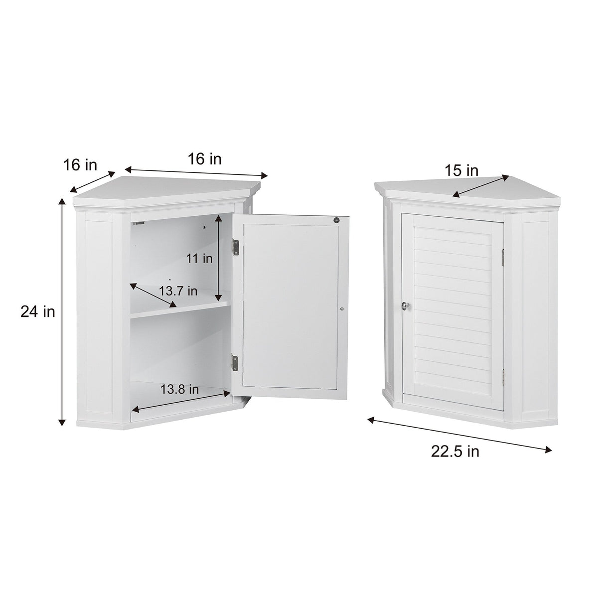 Teamson Home Glancy 22.5-in x 24-in x 15-in White Bathroom Wall Cabinet