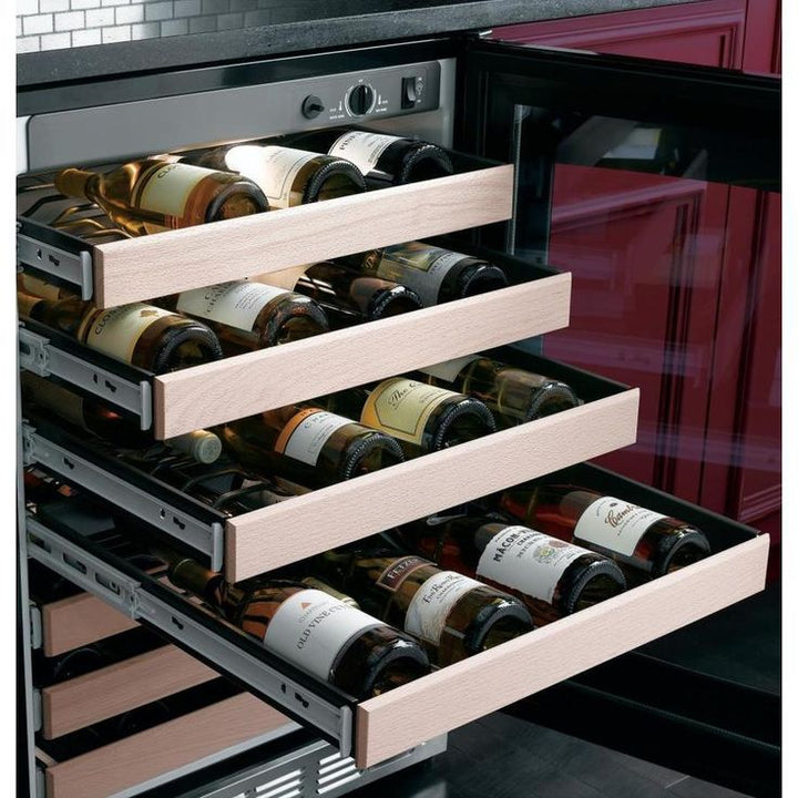 GE Profile 16-Bottle Capacity Stainless Steel with Black Case Built-In Wine Chiller