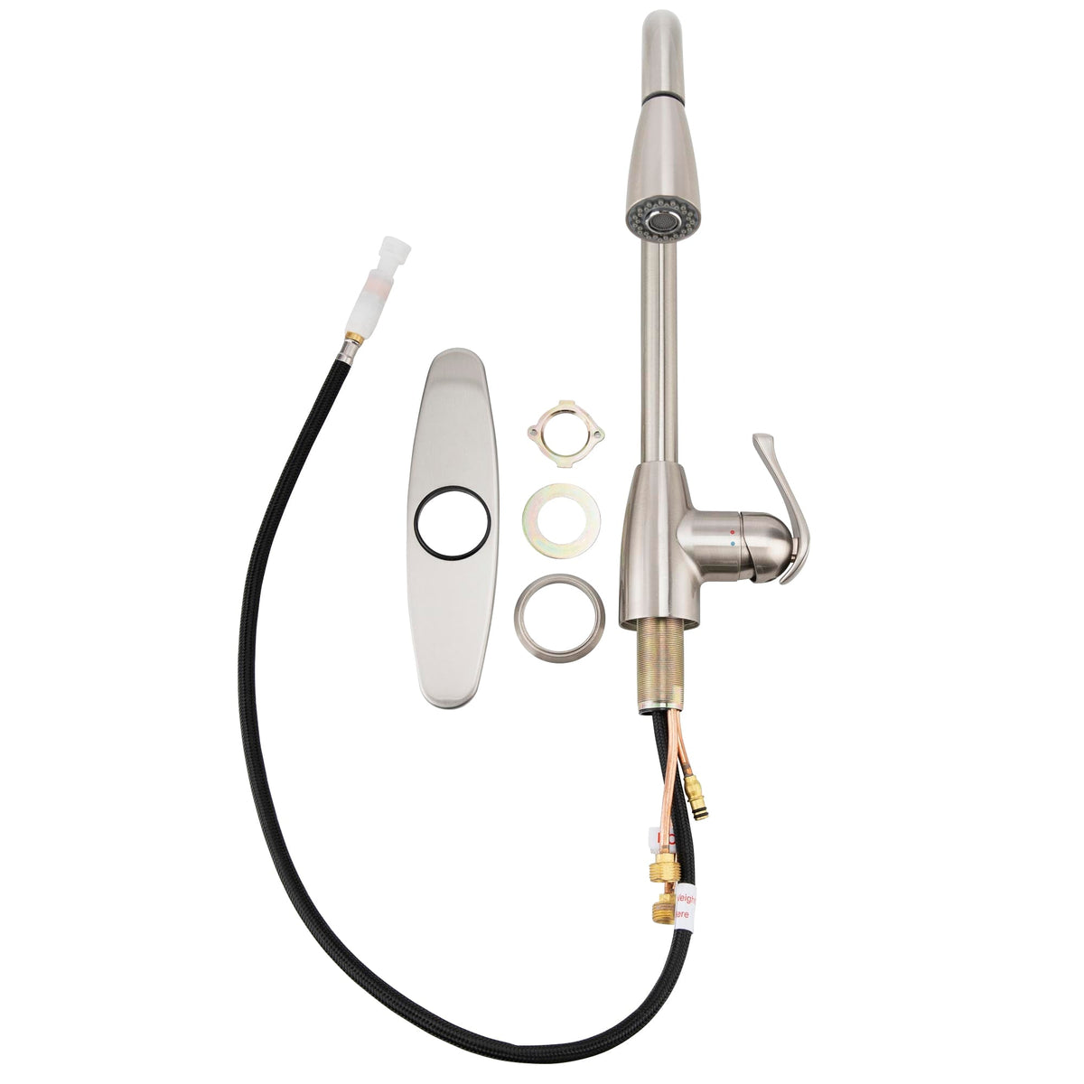 Project Source Tucker Stainless Steel 1-Handle Deck-Mount Pull-Down Kitchen Faucet with Sprayer (Deck Plate Included)