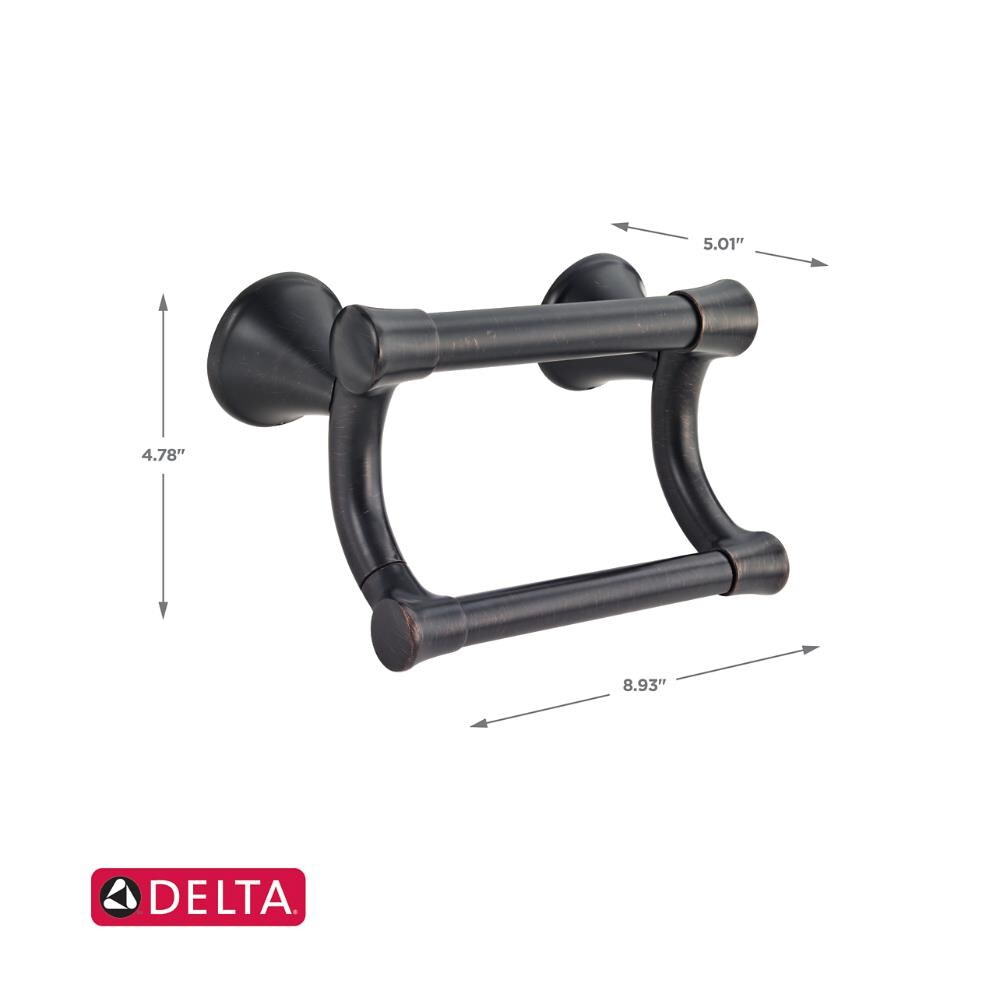 Delta Transitional 8.93-in Venetian Bronze Wall-Mount Grab Bar with Pivoting Toilet Paper Holder