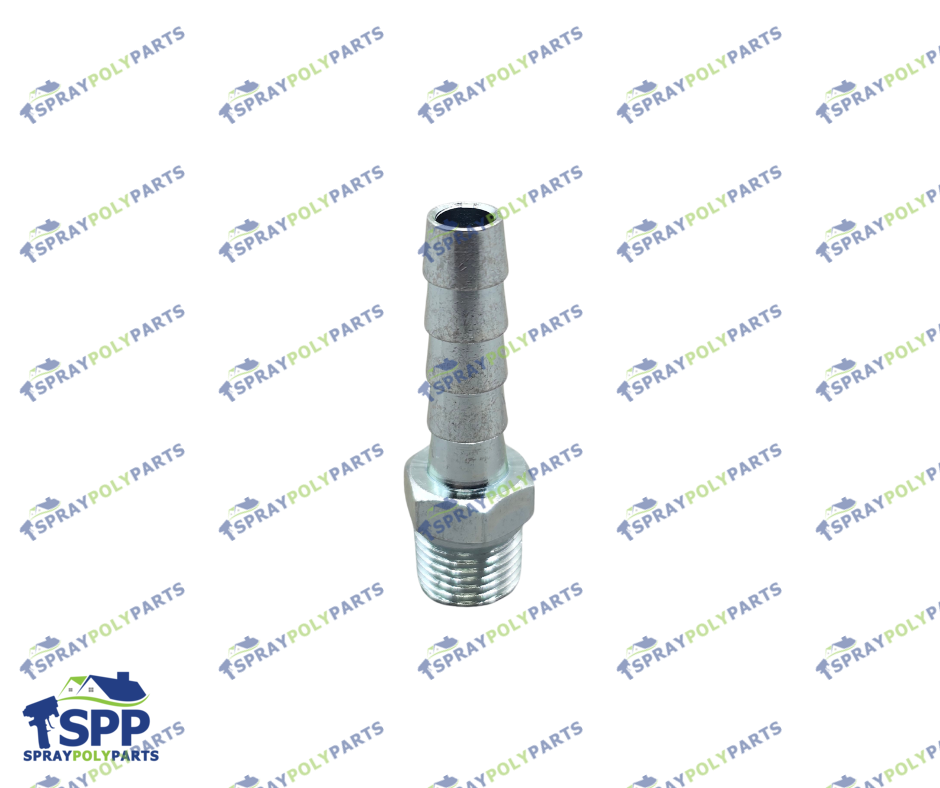 GRACO 116746 Plated Barbed Hose Fitting, 1/8-27 NPT x 1/4 in Hose ID