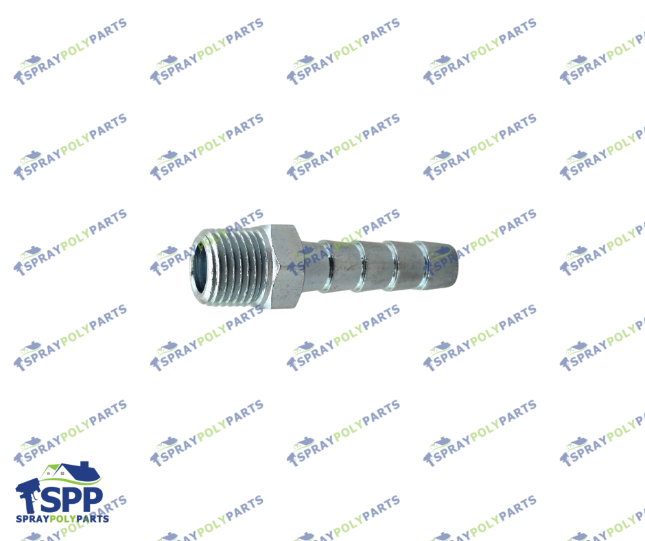 GRACO 116746 Plated Barbed Hose Fitting, 1/8-27 NPT x 1/4 in Hose ID