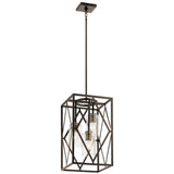 Kichler Solander 3-Light Olde Bronze Traditional Clear Glass Geometric Medium Hanging Pendant Light