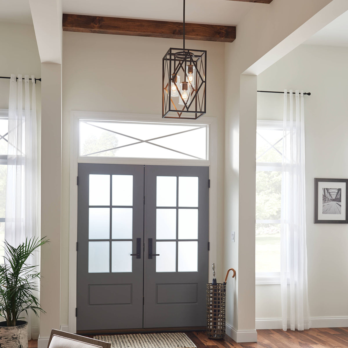 Kichler Solander 3-Light Olde Bronze Traditional Clear Glass Geometric Medium Hanging Pendant Light